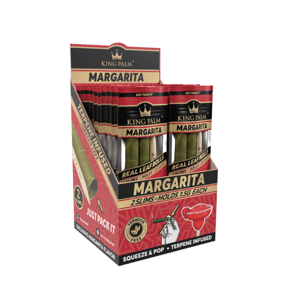 King Palm 2 Slim Rolls Margarita Display Box 20 Units Per Display