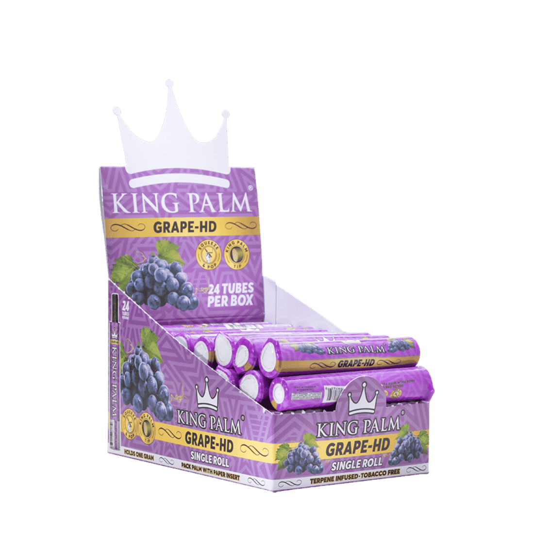 King Palm 1 Mini Roll Grape HD Display Box 24 Units Per Display